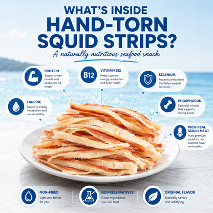 Arctic Deep-Sea Squid Ready-to-Eat Hand-Torn Squid Strips-9SLL