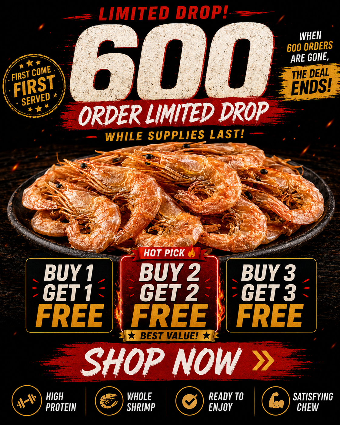 🔥 Australian Giant Dried Shrimp ‖ High-Protein Ocean Nutrition for Daily Energy, Clean Snacking & Natural Seafood Flavor 🦐-FD6U