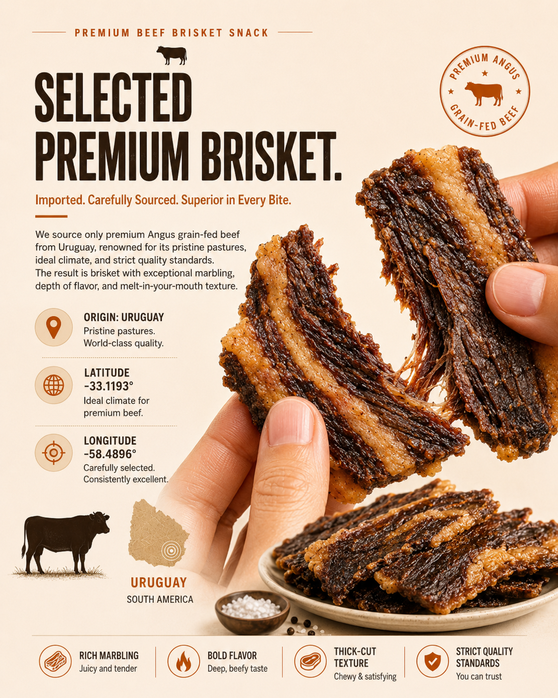🐮 Premium Beef Brisket Chunks｜100% Grass‑Fed, Grass‑Finished‑LAN