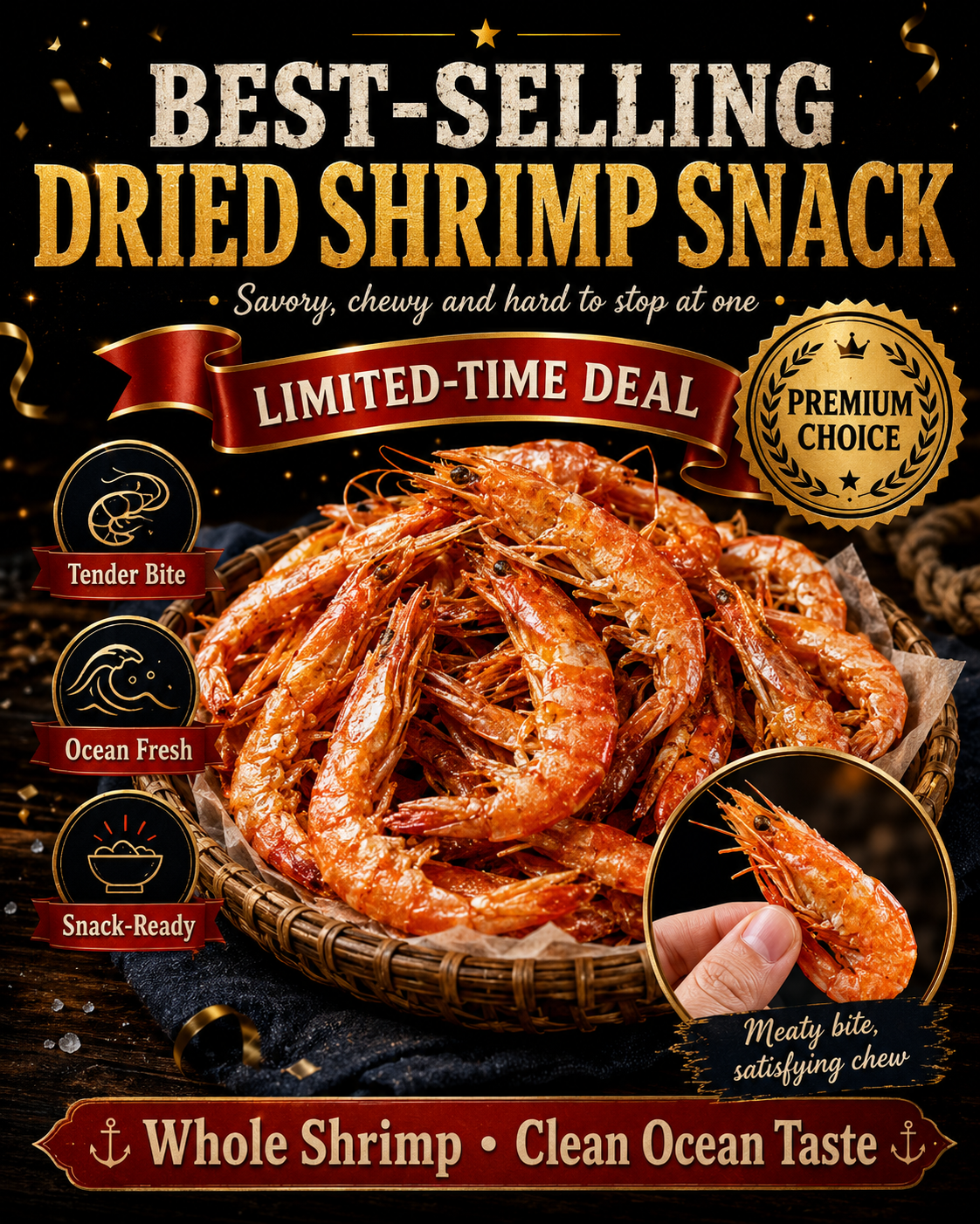 🔥 Australian Giant Dried Shrimp ‖ High-Protein Ocean Nutrition for Daily Energy, Clean Snacking & Natural Seafood Flavor 🦐-FD6U